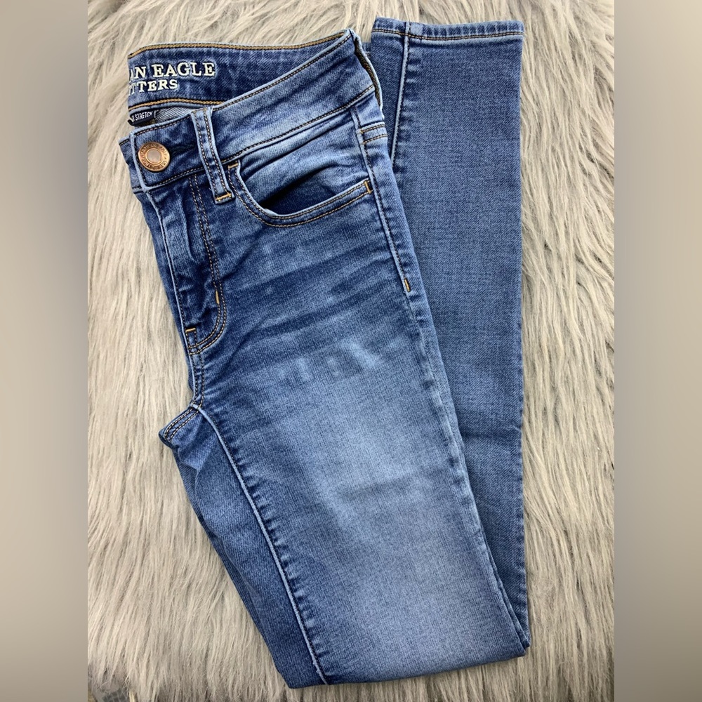American Eagle Skinny Jeans Light Blue Super Stretch Size 0